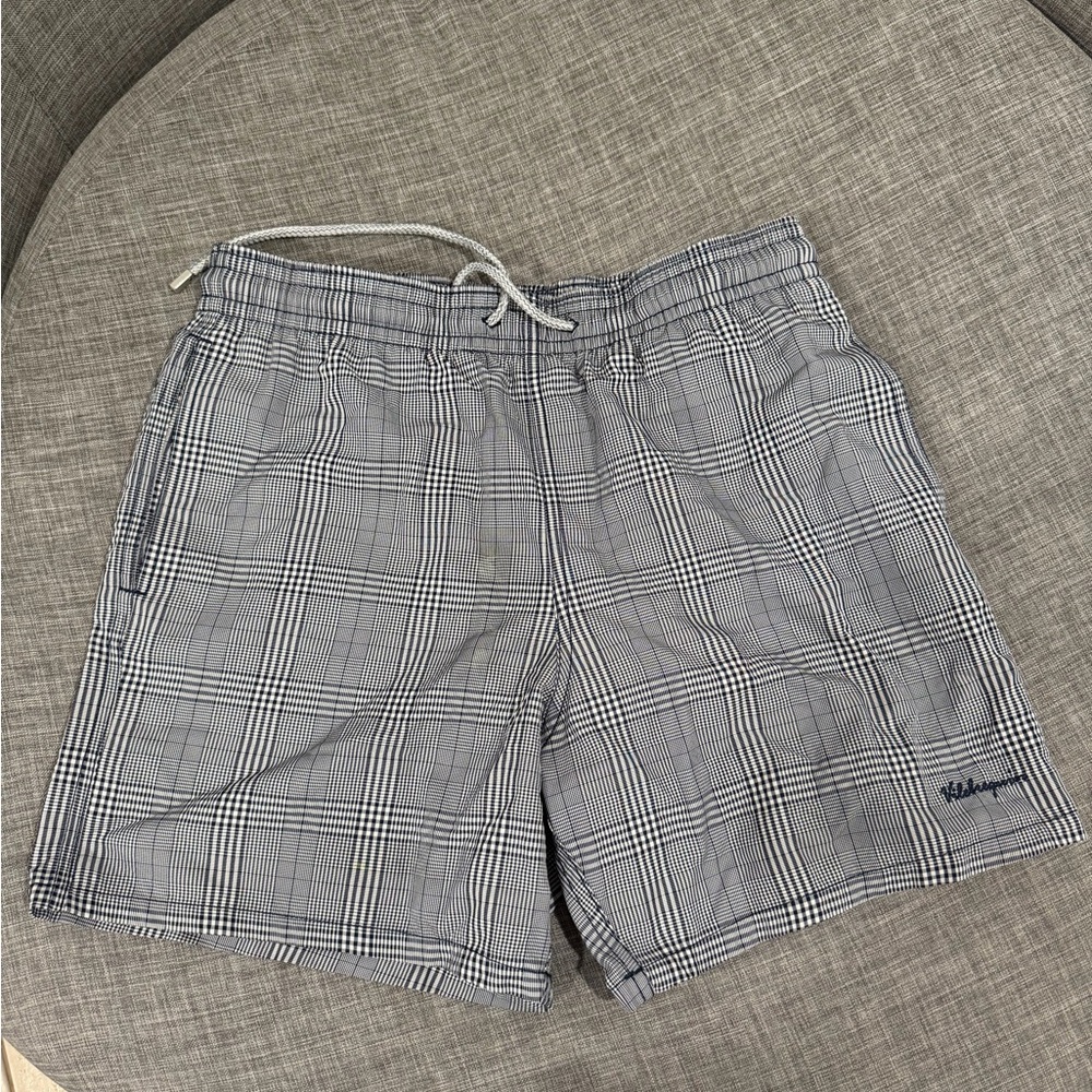 Vilebrequin Navy & White Plaid Swim Trunks